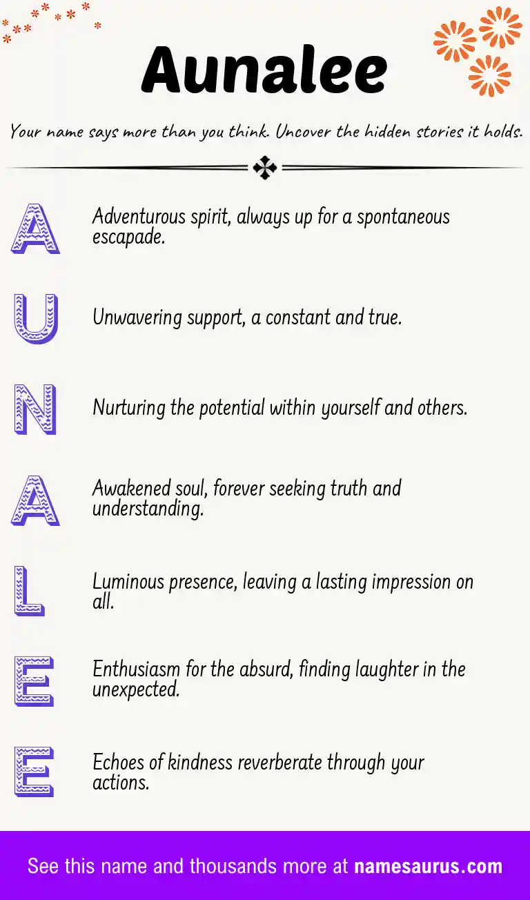 Acrostic poem about Aunalee.