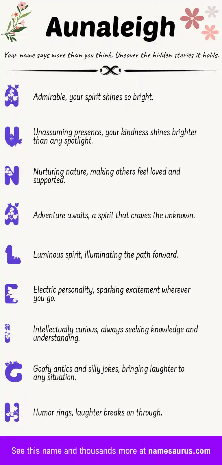 Acrostic poem about Aunaleigh.