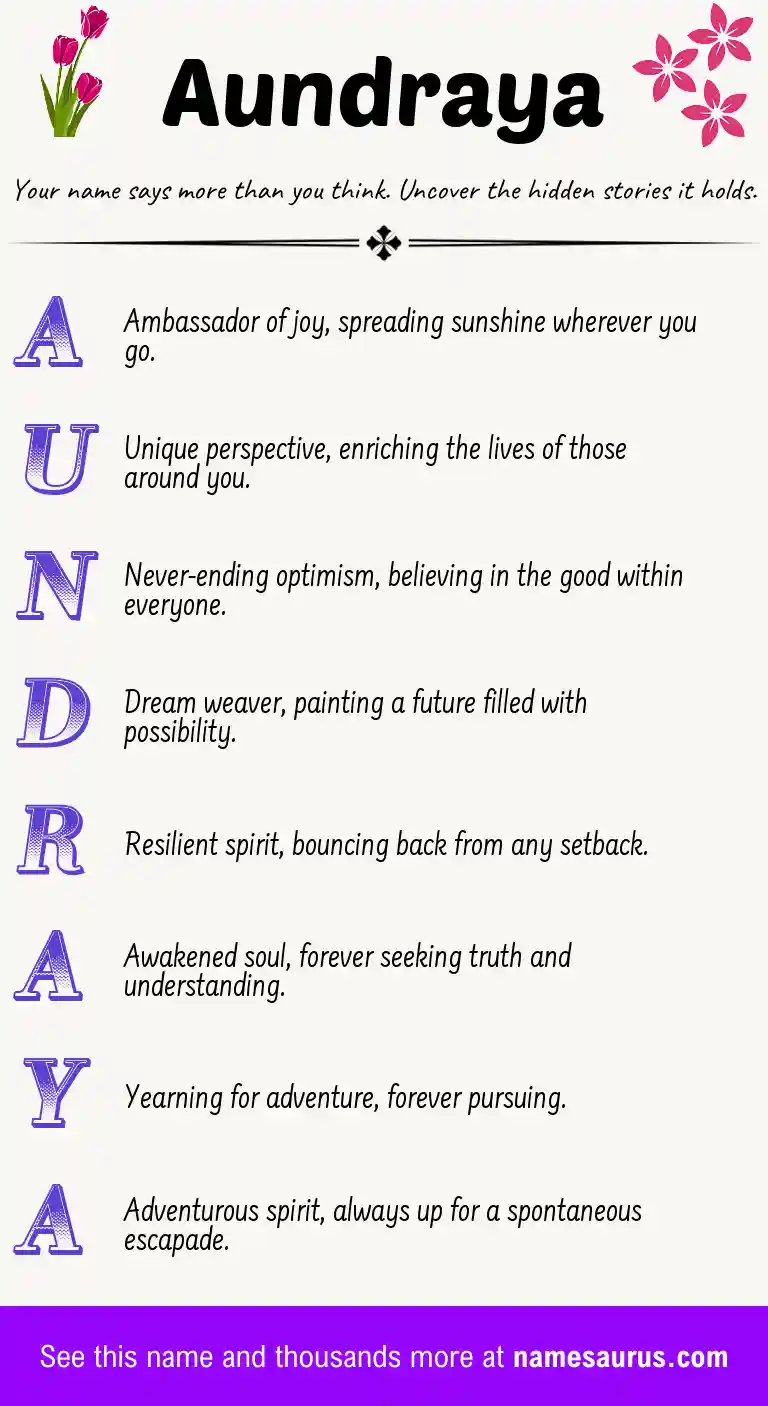 Acrostic poem about Aundraya.