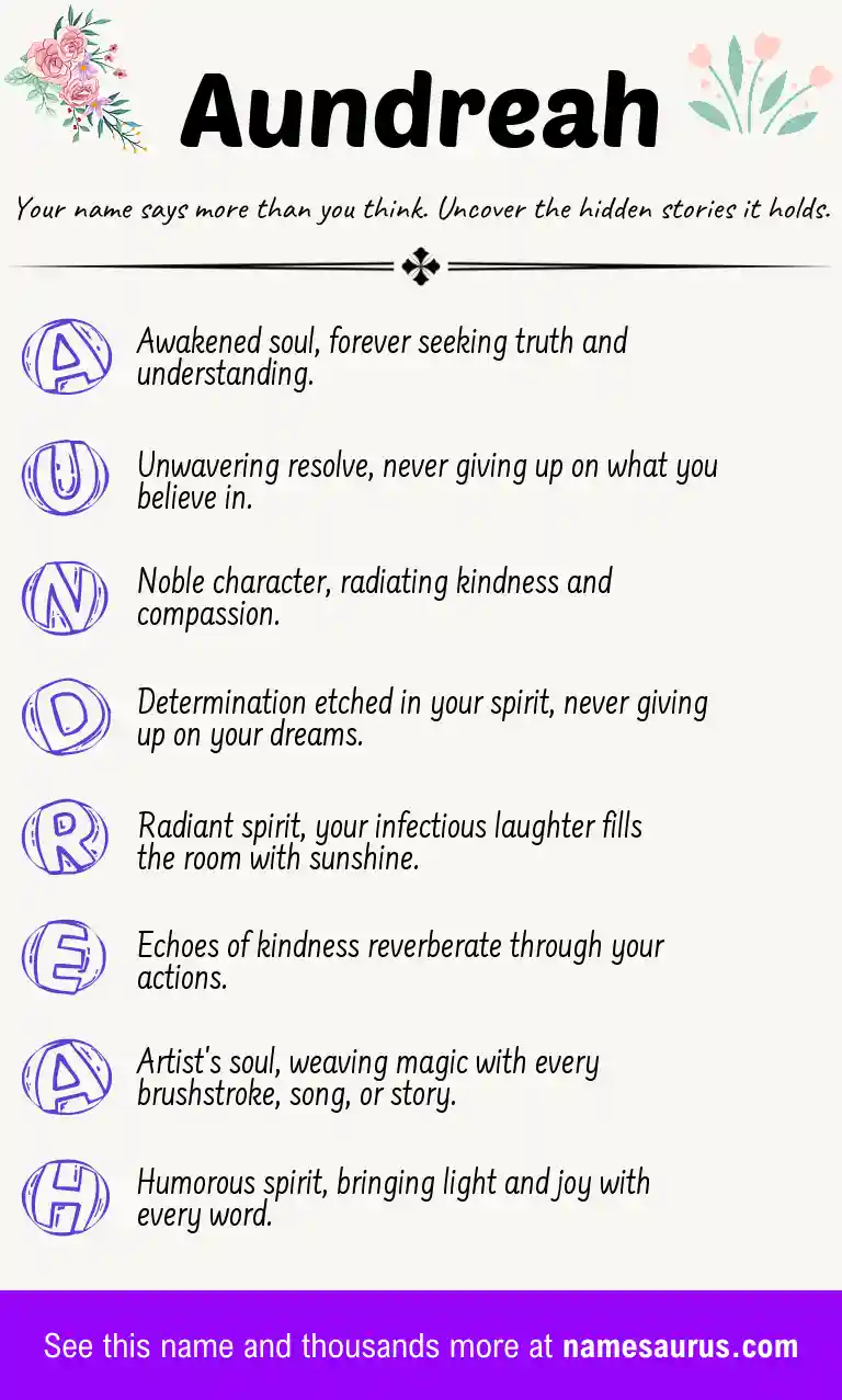 Acrostic poem about Aundreah.