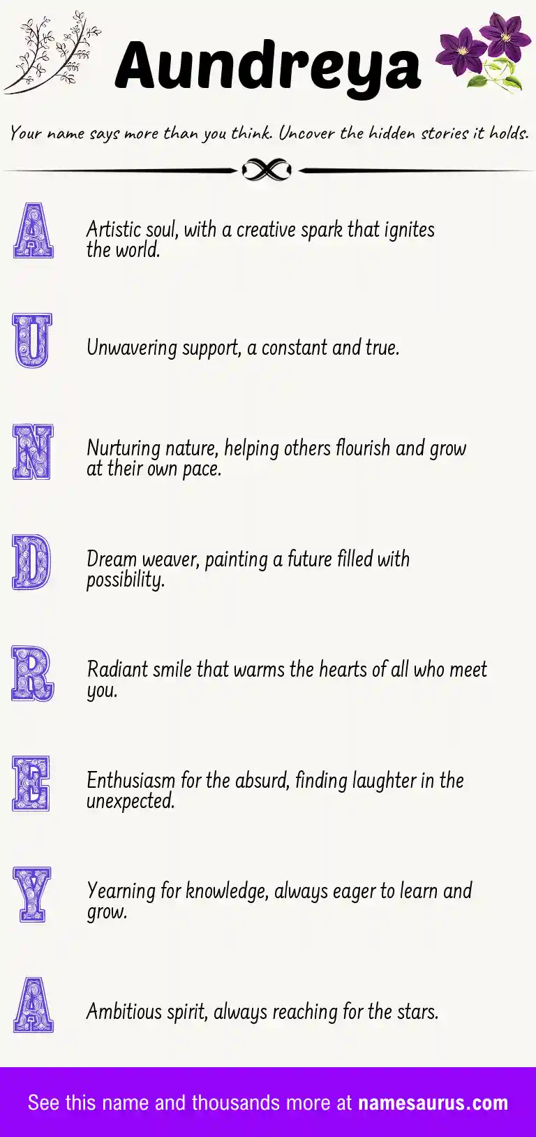 Acrostic poem about Aundreya.