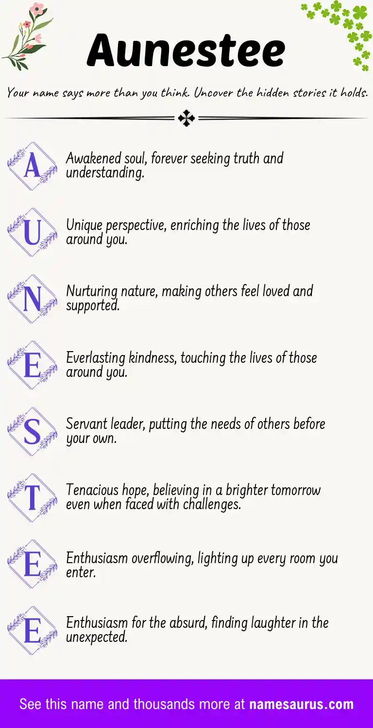 Acrostic poem about Aunestee.