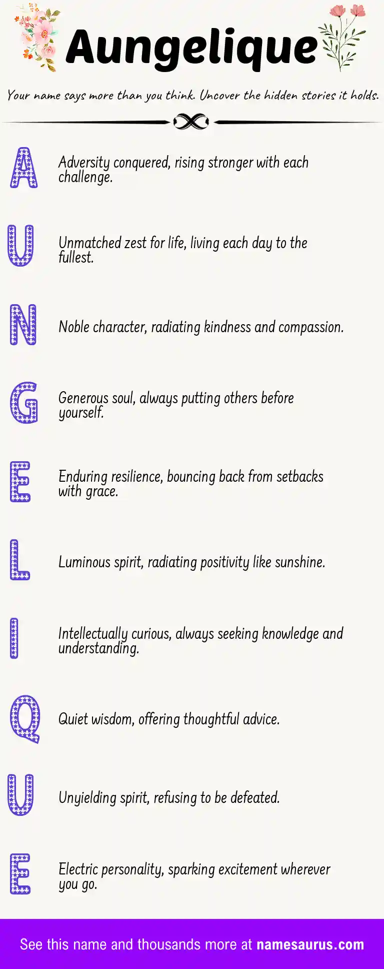 Acrostic poem about Aungelique.
