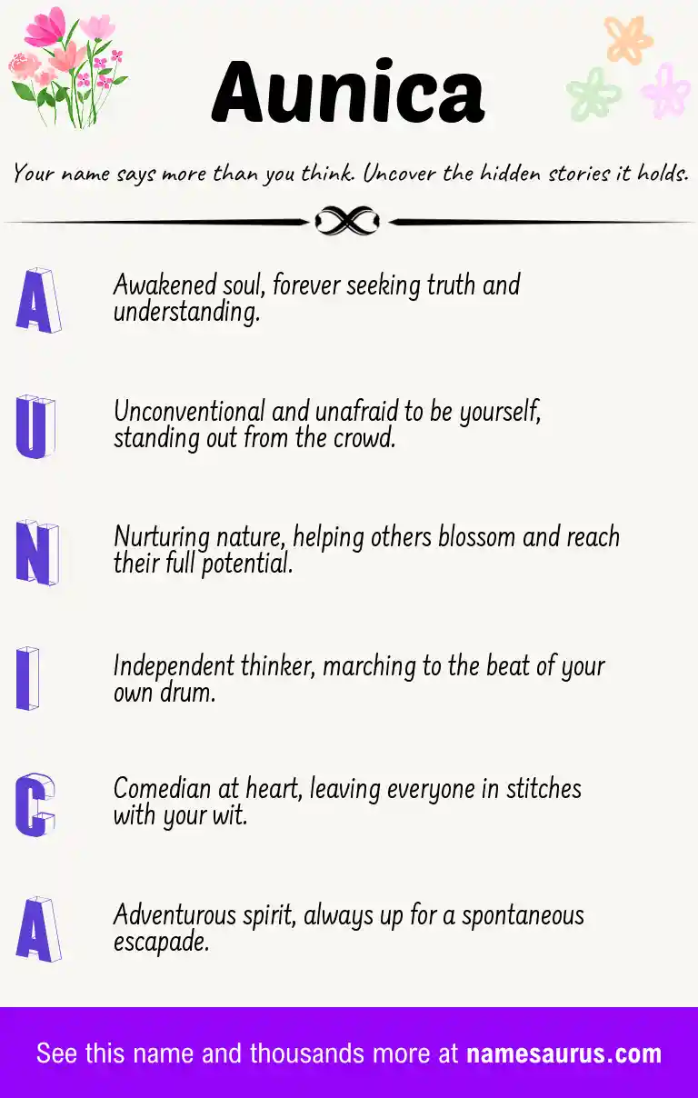 Acrostic poem about Aunica.