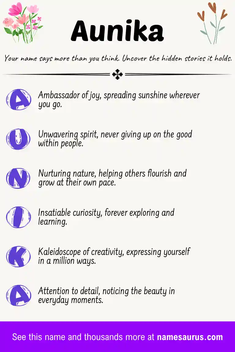Acrostic poem about Aunika.