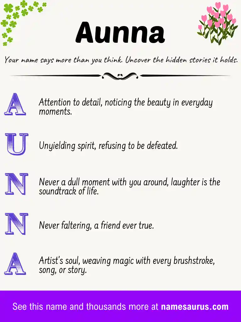 Acrostic poem about Aunna.