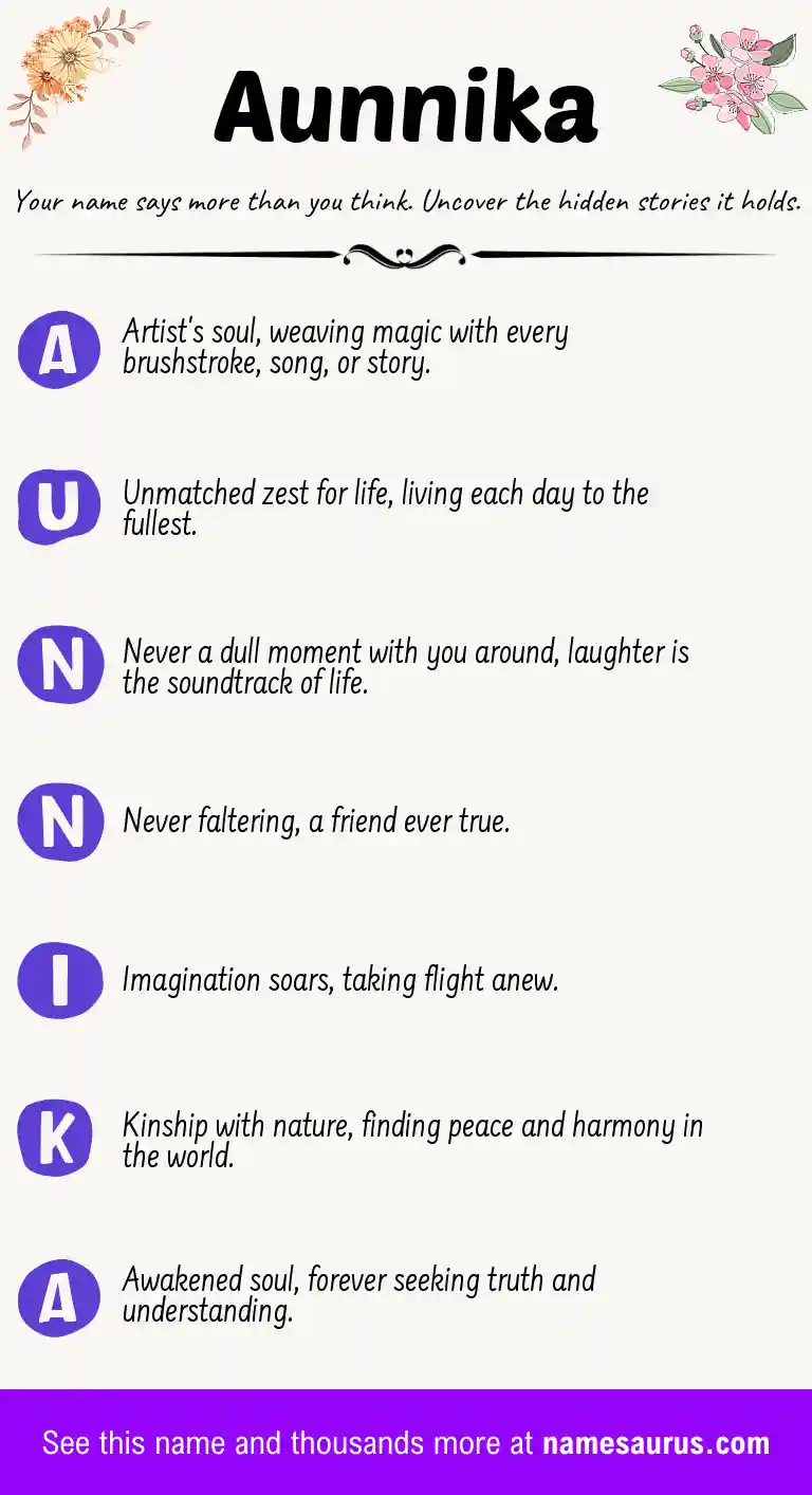Acrostic poem about Aunnika.