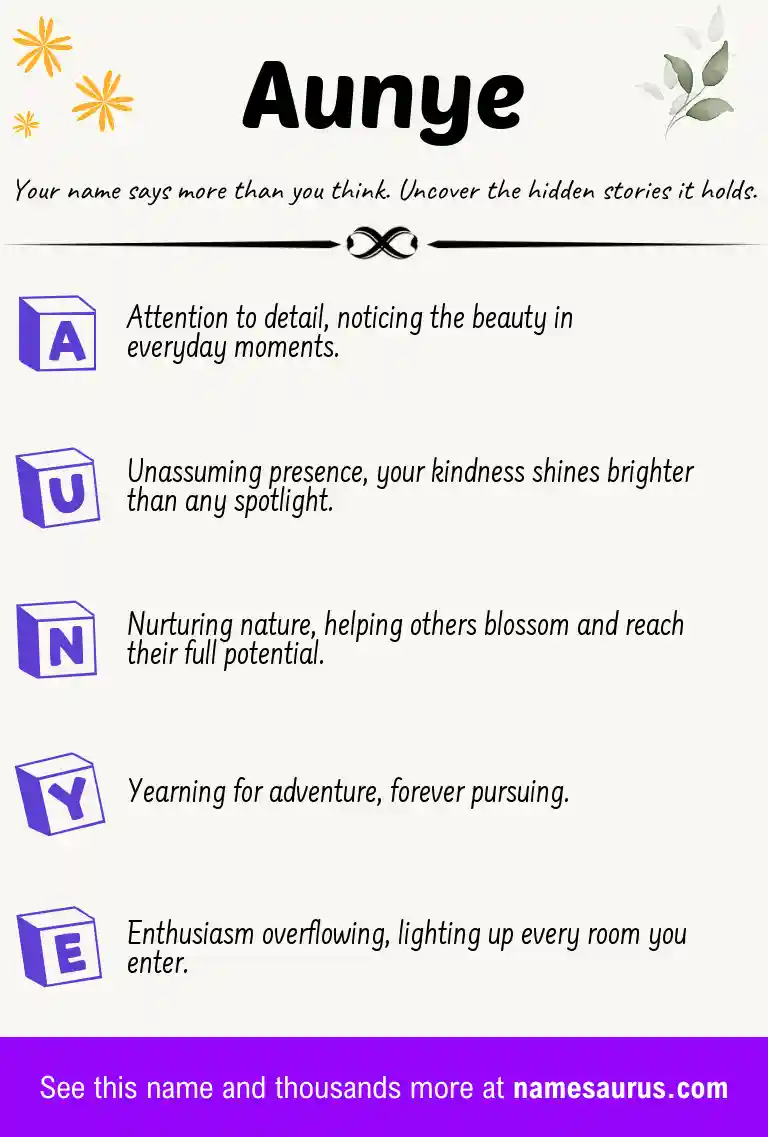 Acrostic poem about Aunye.