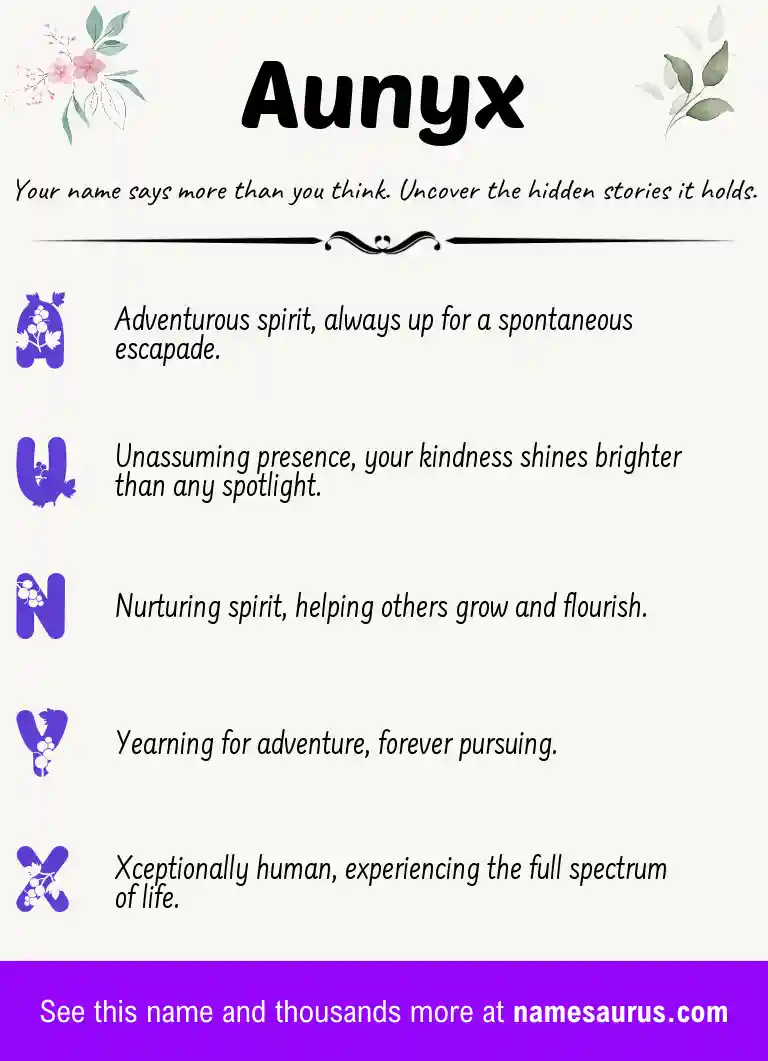 Acrostic poem about Aunyx.