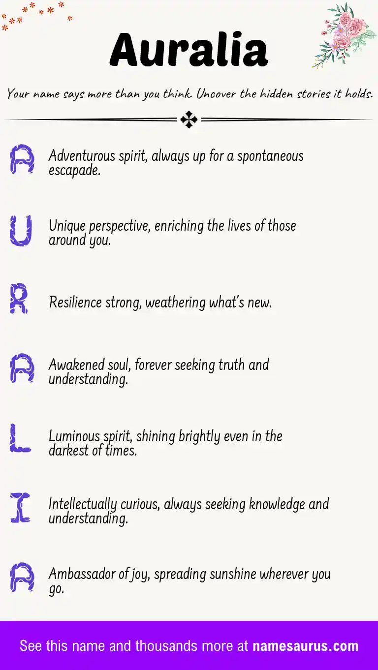 Acrostic poem about Auralia.
