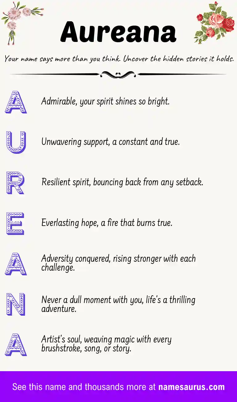 Acrostic poem about Aureana.