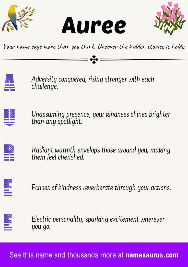 Acrostic poem about Auree.