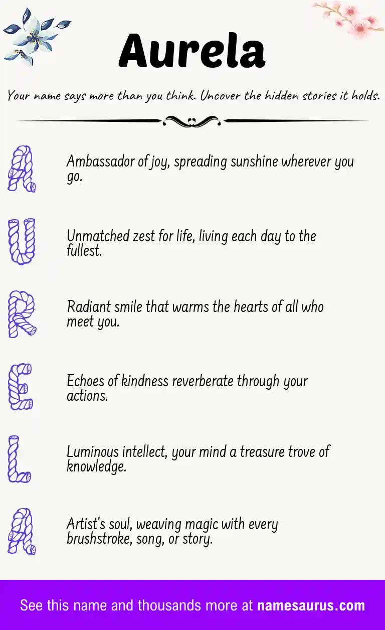 Acrostic poem about Aurela.