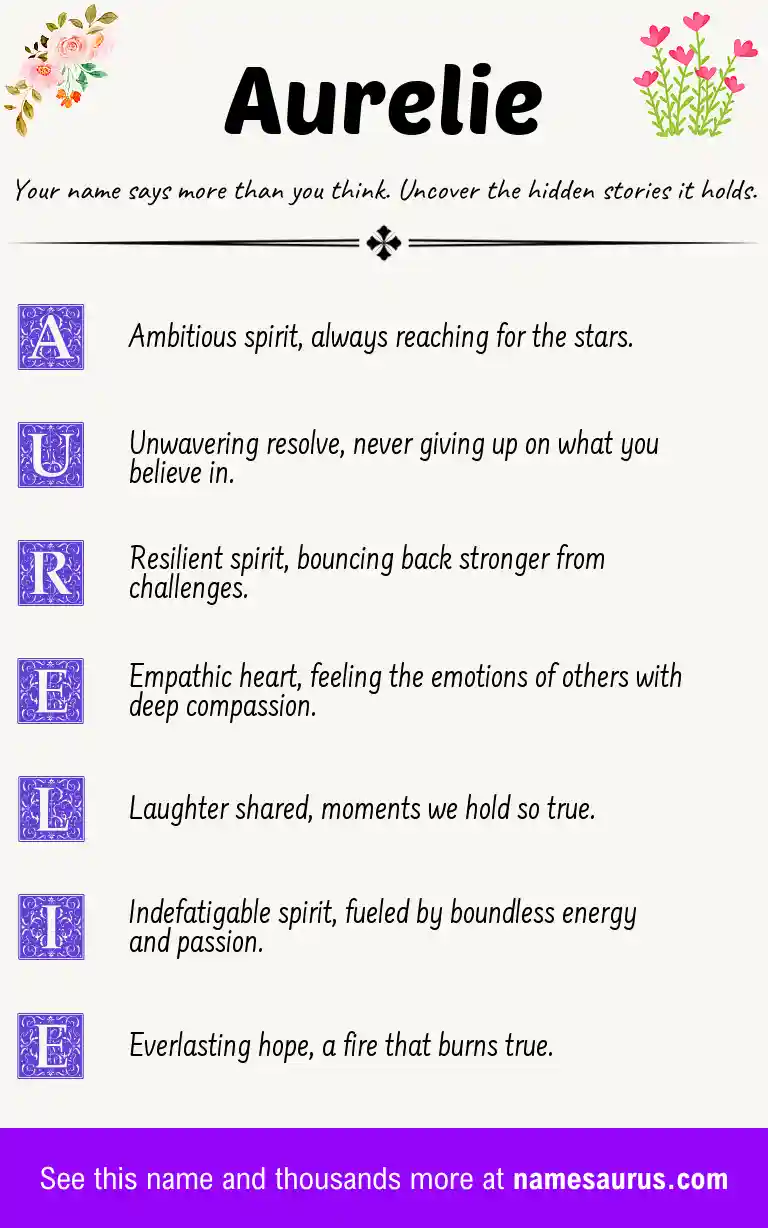 Acrostic poem about Aurelie.