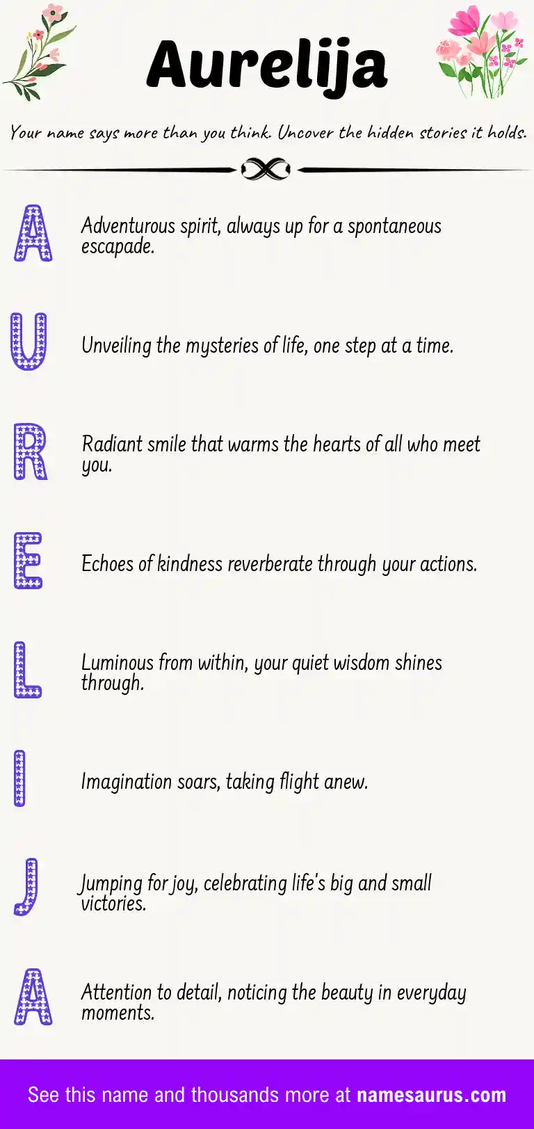Acrostic poem about Aurelija.