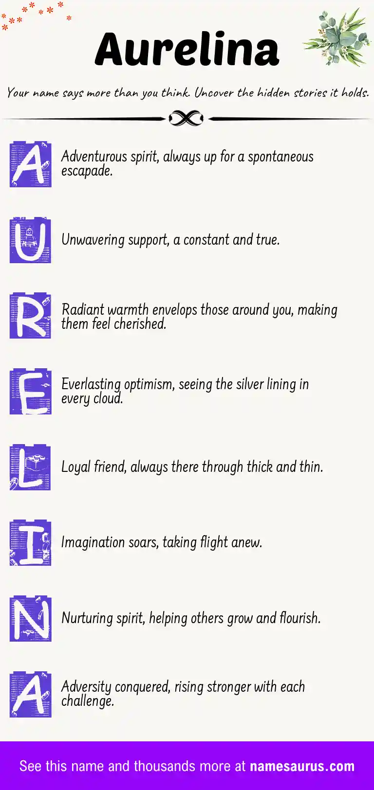 Acrostic poem about Aurelina.