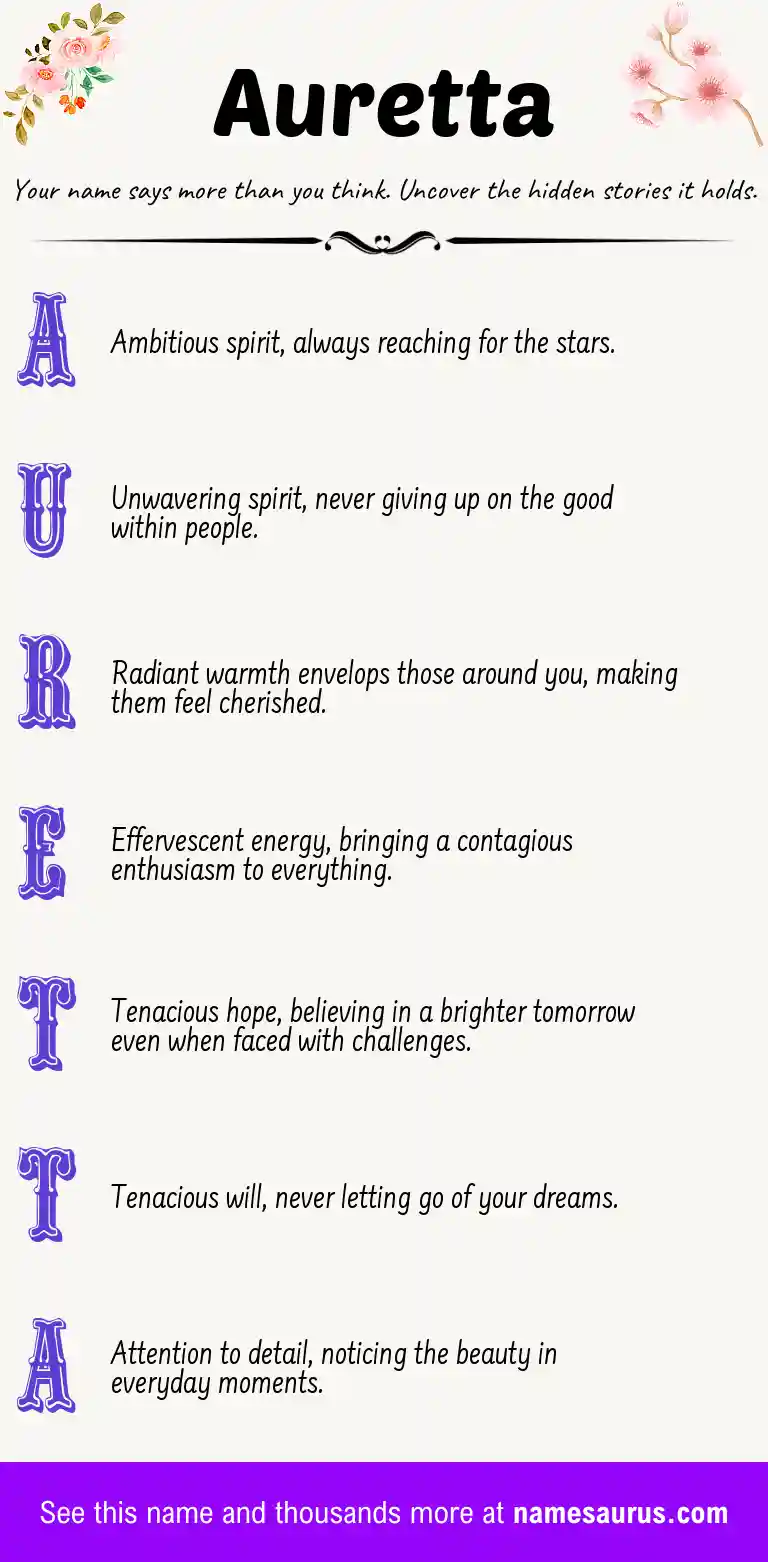 Acrostic poem about Auretta.