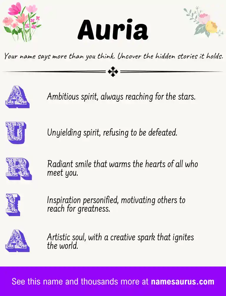 Acrostic poem about Auria.