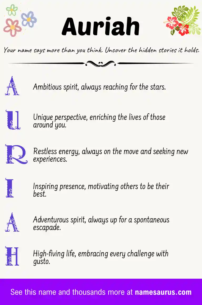 Acrostic poem about Auriah.