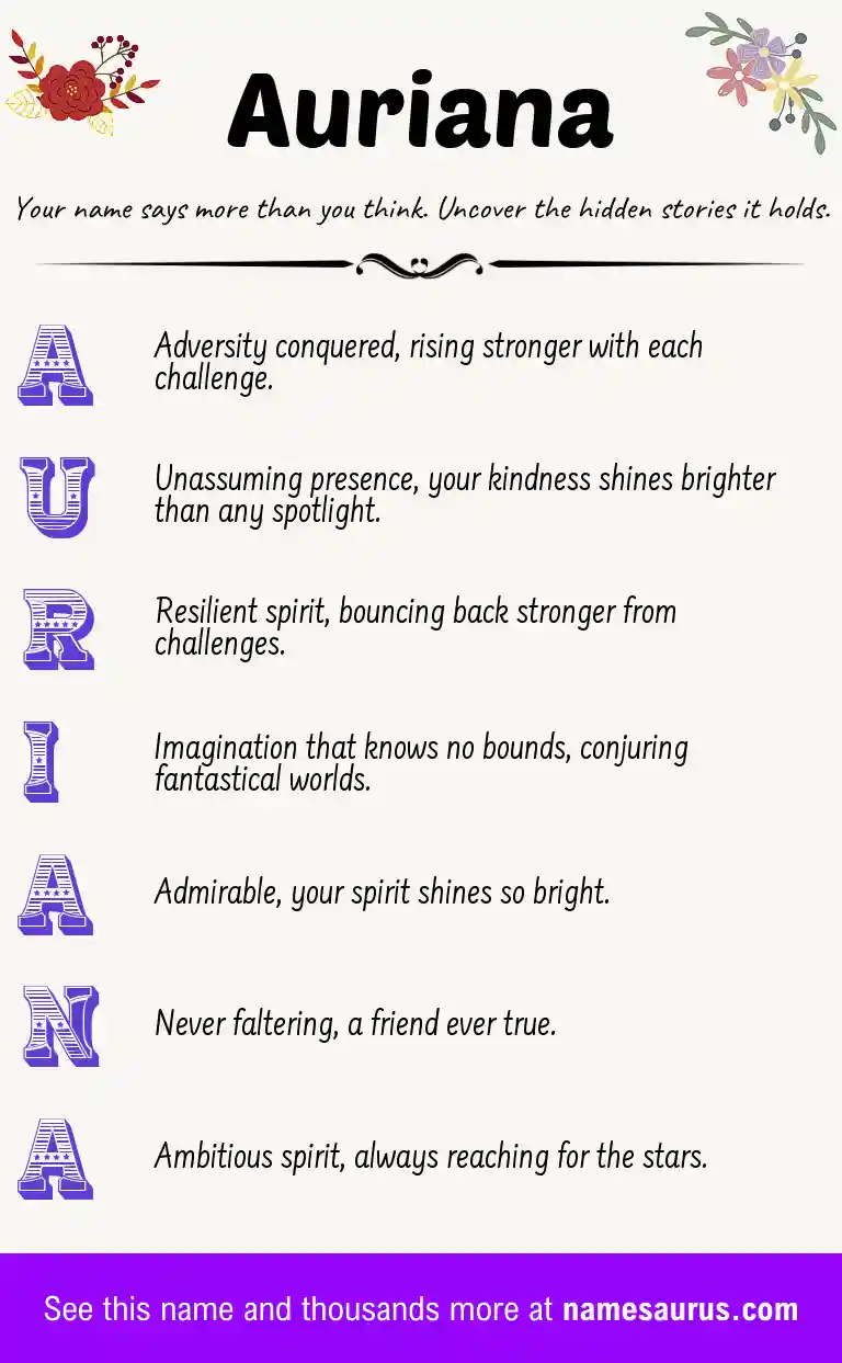 Acrostic poem about Auriana.