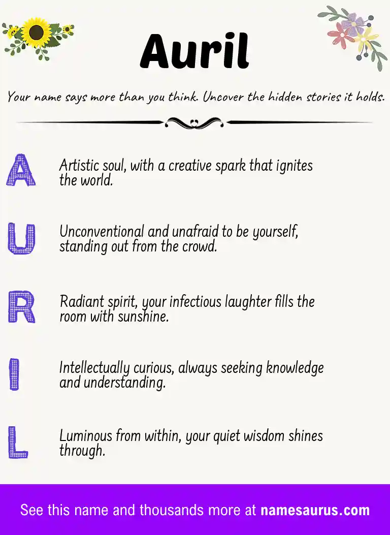 Acrostic poem about Auril.
