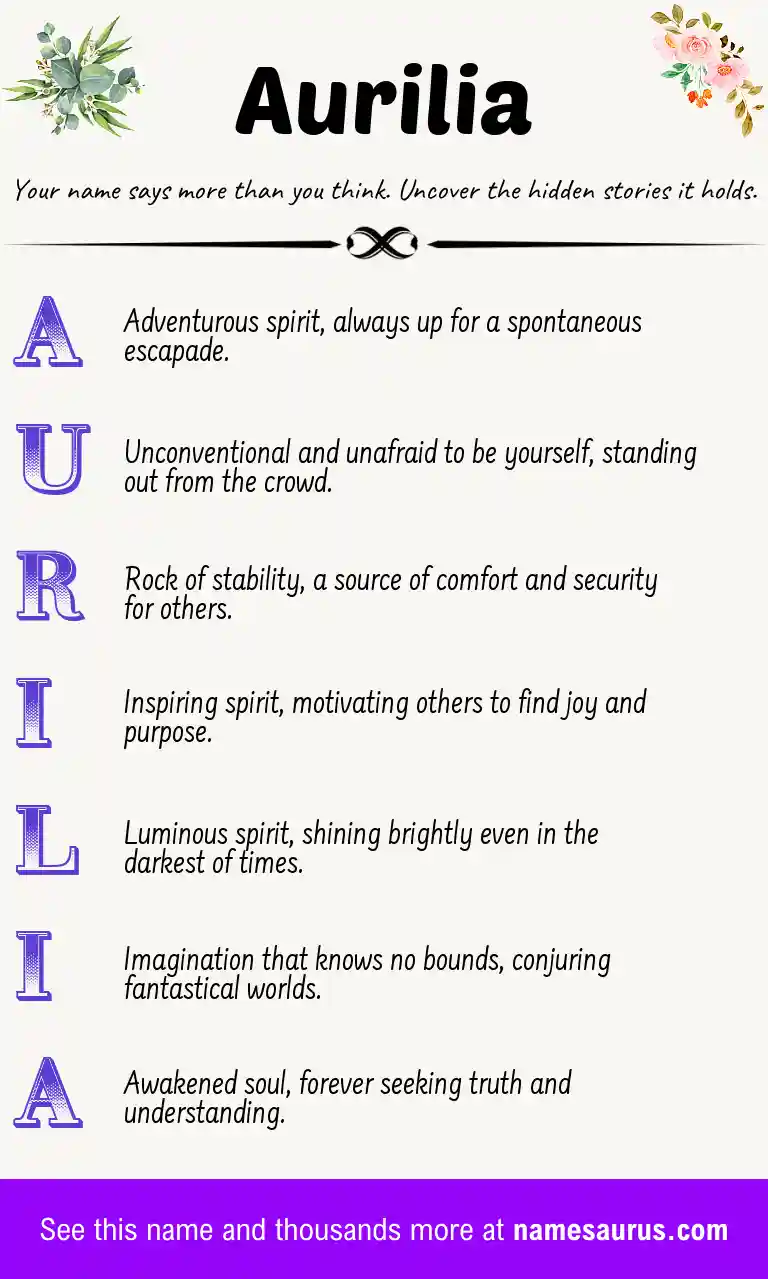 Acrostic poem about Aurilia.