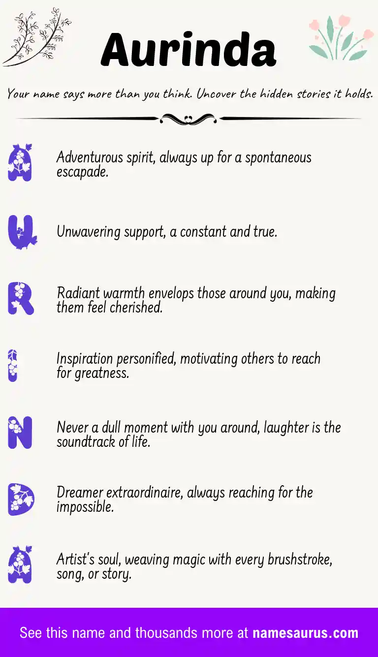 Acrostic poem about Aurinda.
