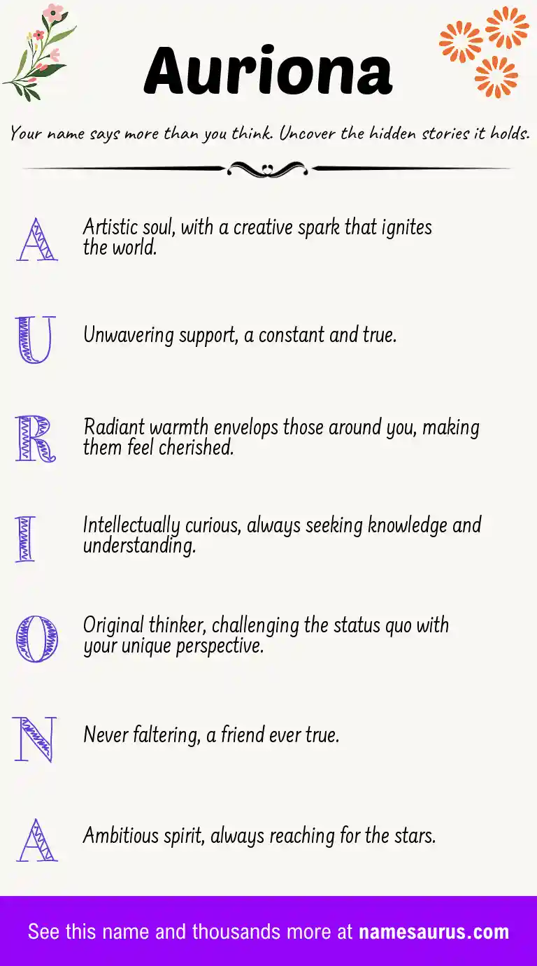 Acrostic poem about Auriona.