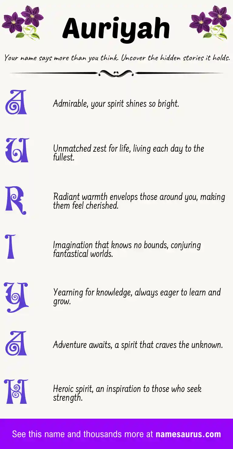 Acrostic poem about Auriyah.