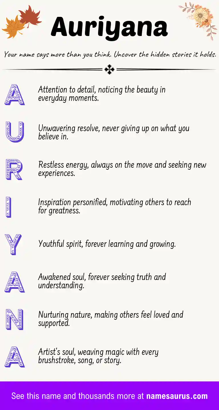 Acrostic poem about Auriyana.