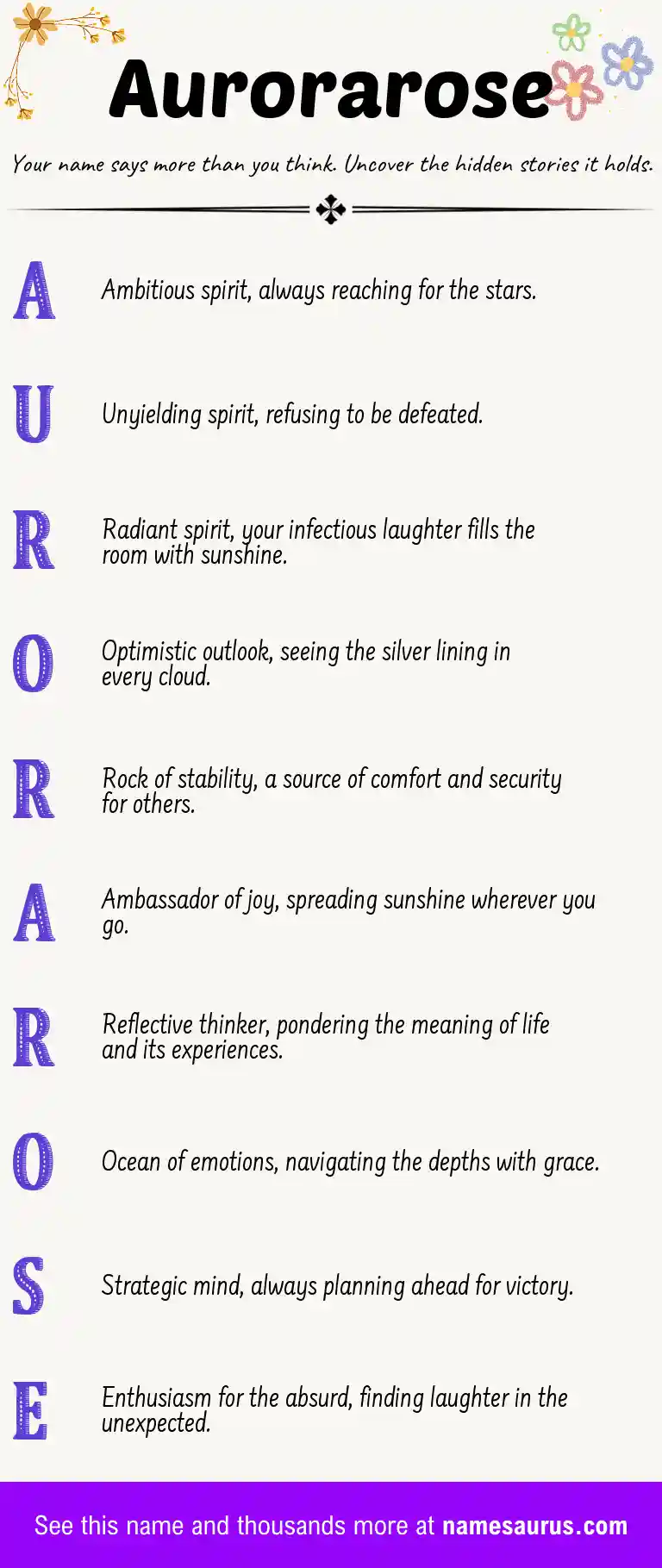 Acrostic poem about Aurorarose.