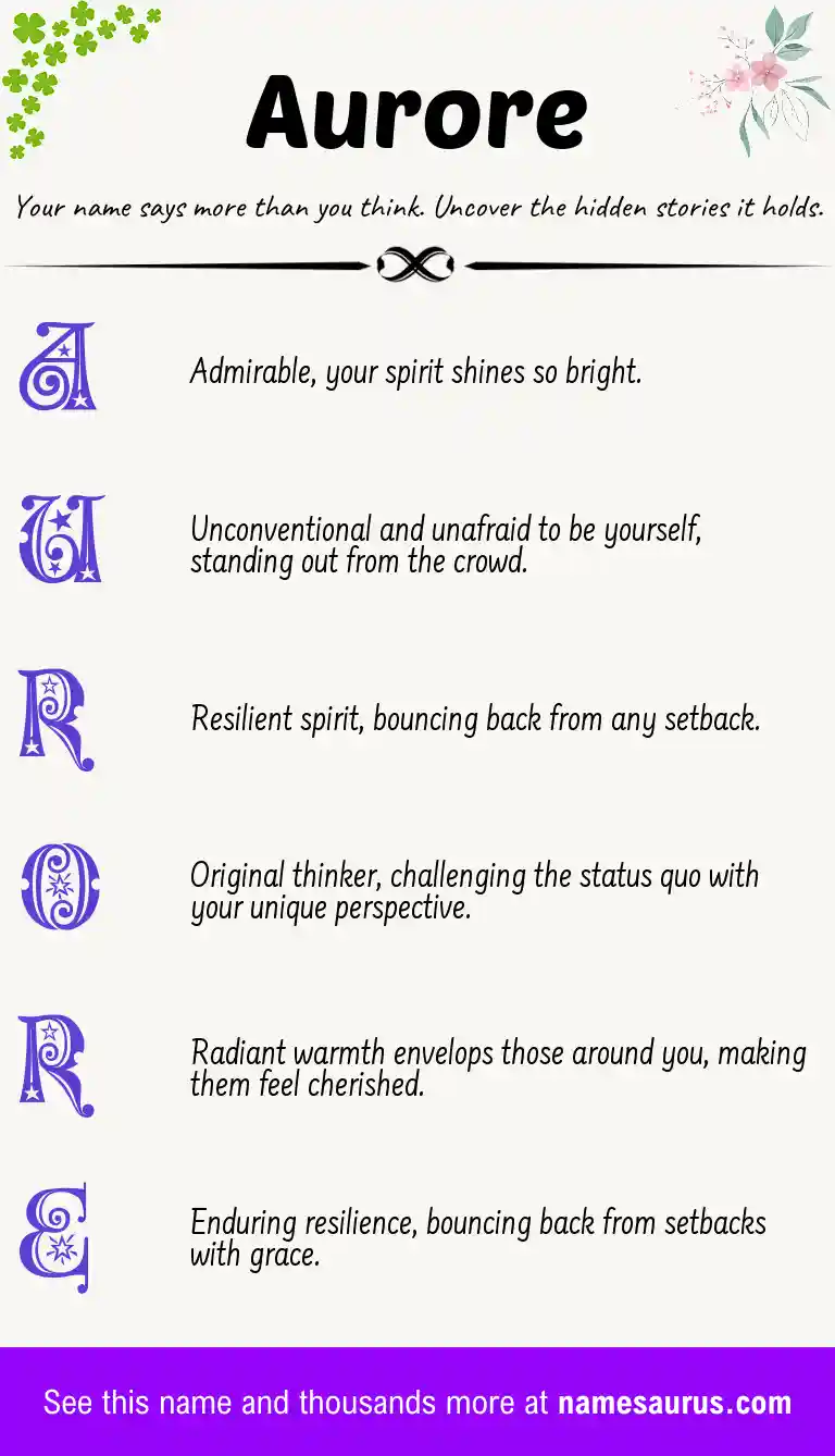 Acrostic poem about Aurore.