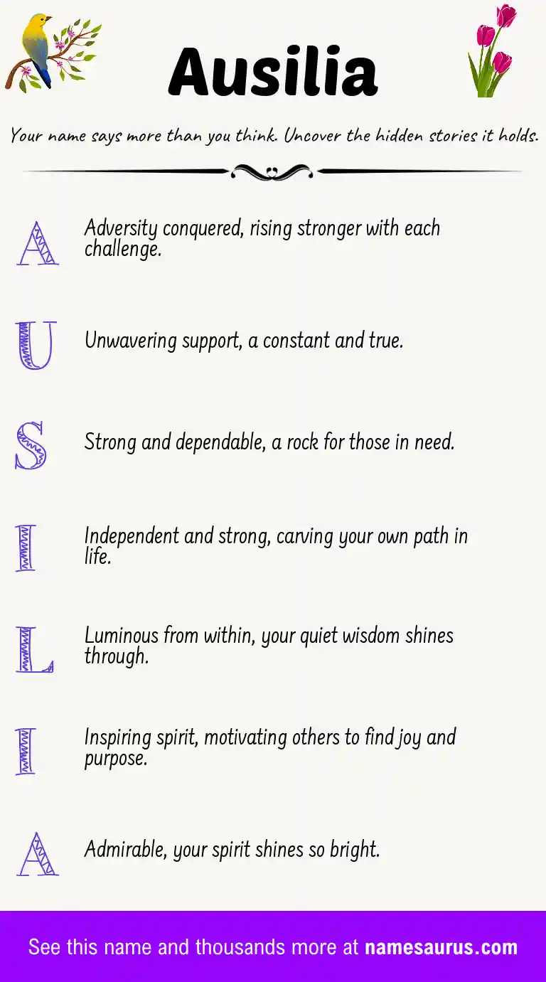 Acrostic poem about Ausilia.