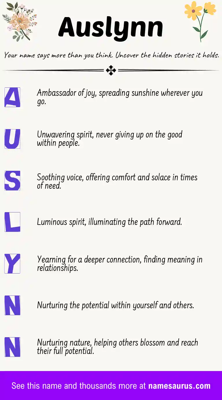 Acrostic poem about Auslynn.