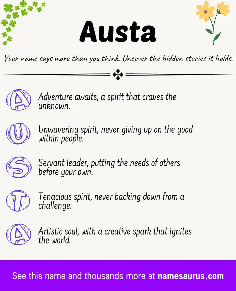 Acrostic poem about Austa.