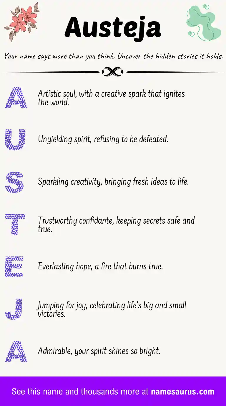 Acrostic poem about Austeja.