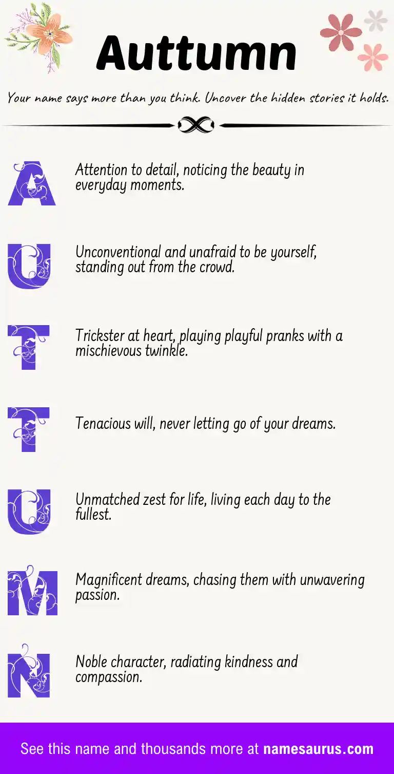 Acrostic poem about Auttumn.