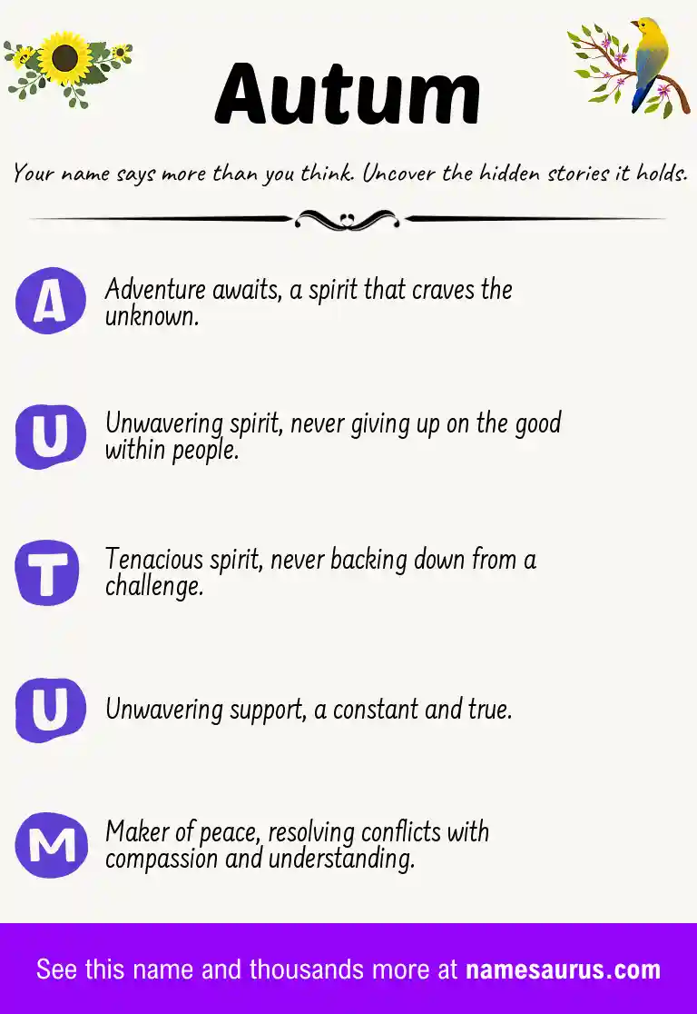Acrostic poem about Autum.