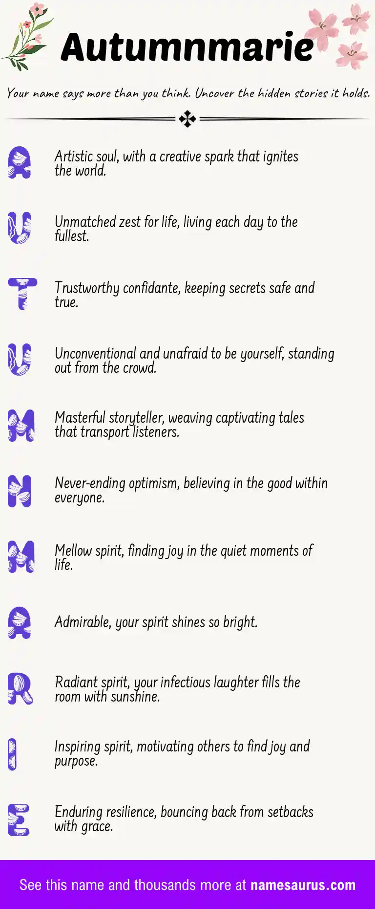 Acrostic poem about Autumnmarie.