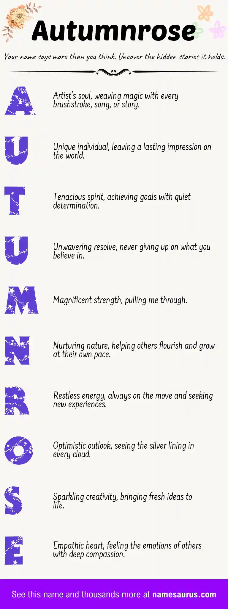 Acrostic poem about Autumnrose.