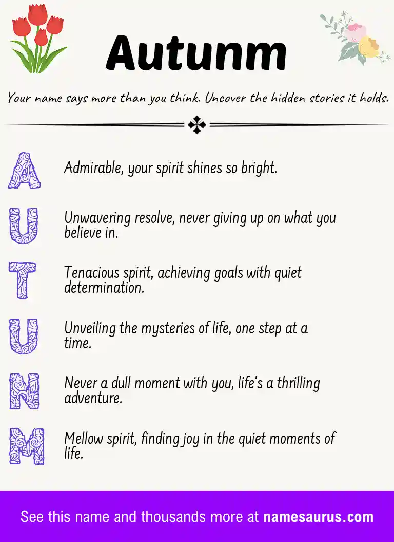 Acrostic poem about Autunm.
