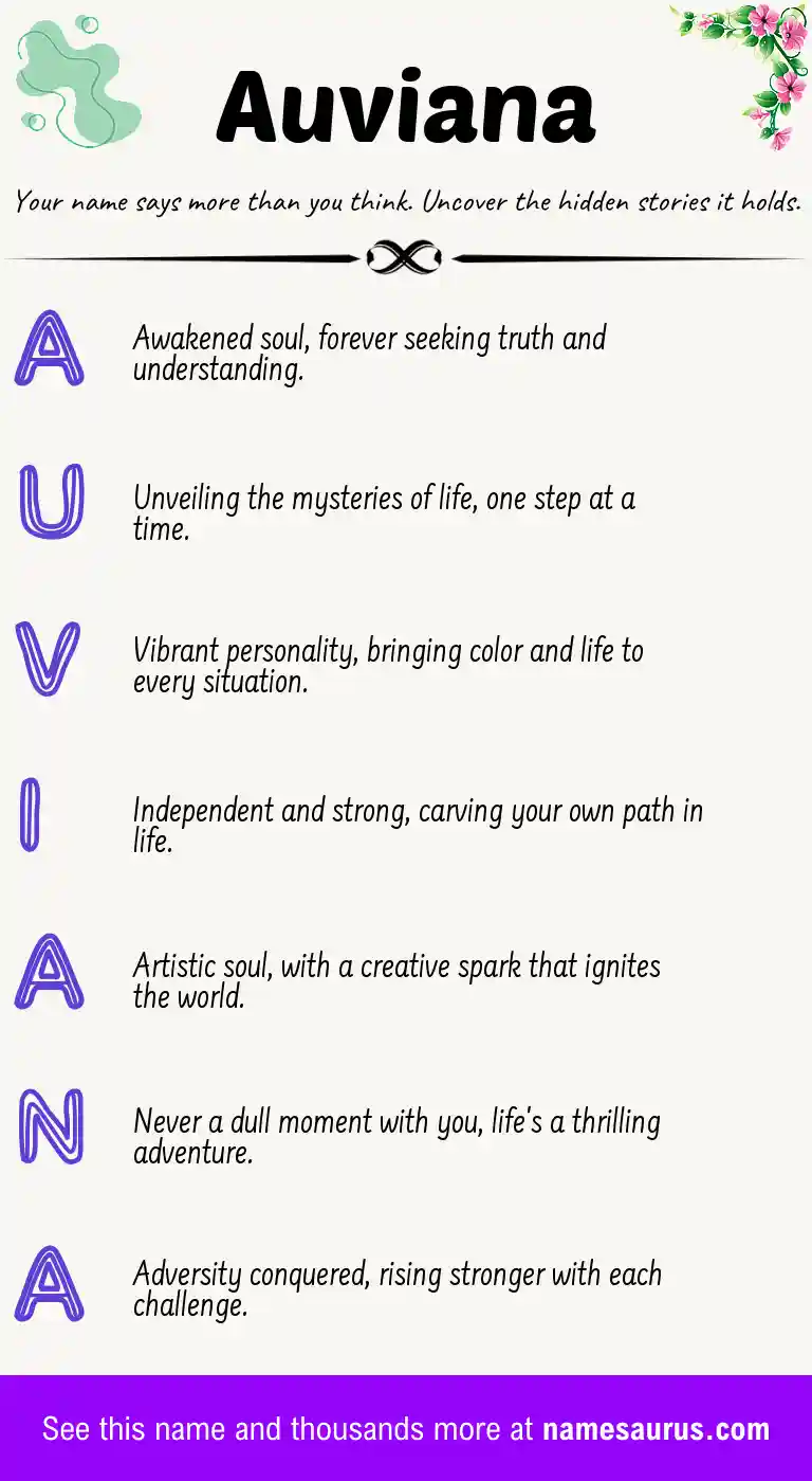 Acrostic poem about Auviana.