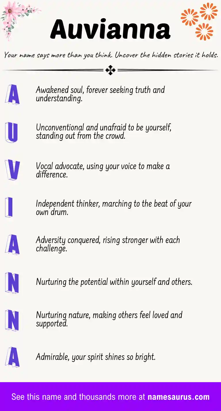 Acrostic poem about Auvianna.