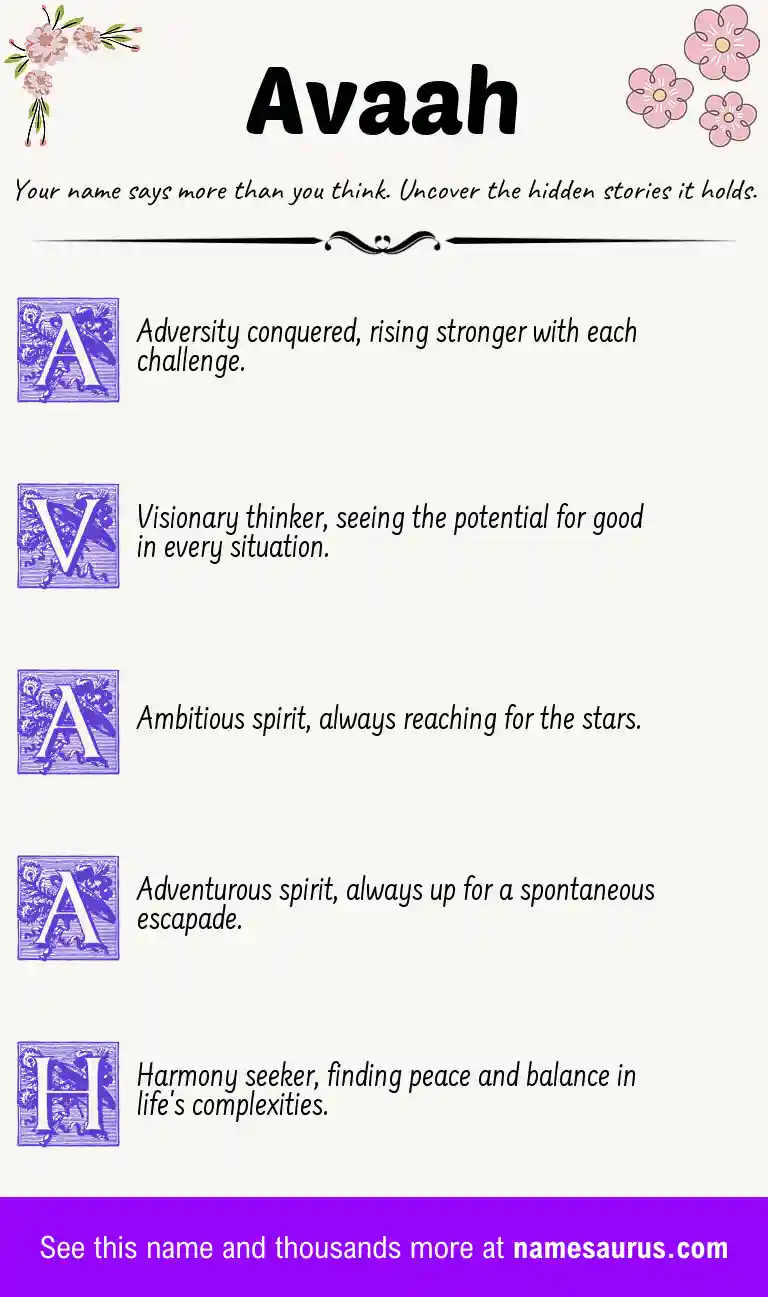 Acrostic poem about Avaah.