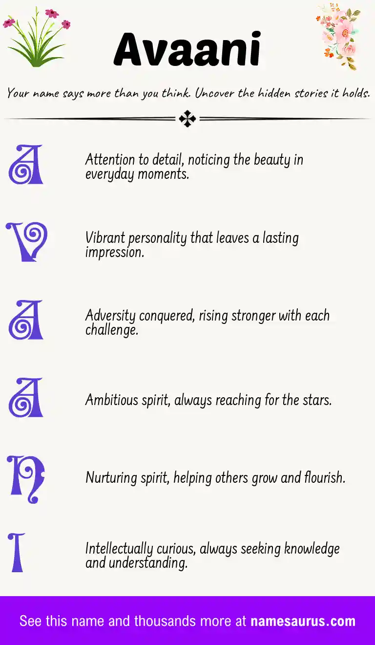 Acrostic poem about Avaani.