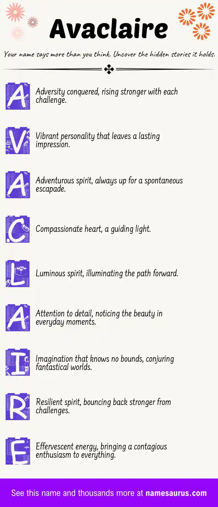 Acrostic poem about Avaclaire.