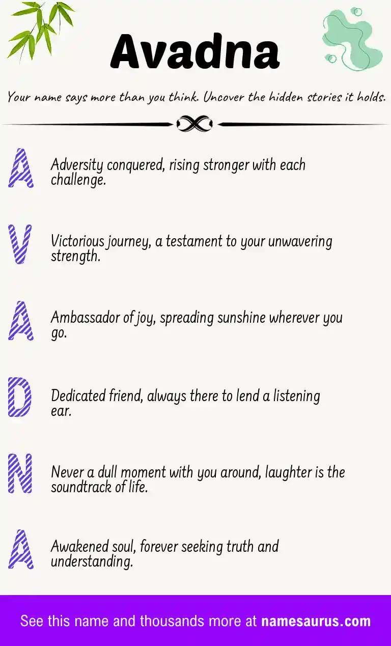 Acrostic poem about Avadna.
