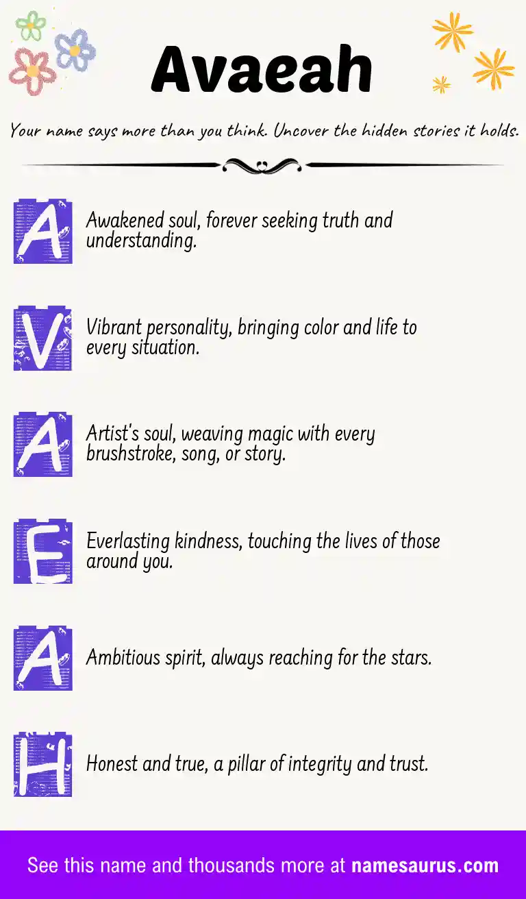 Acrostic poem about Avaeah.