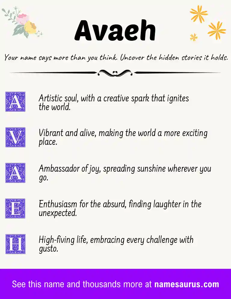Acrostic poem about Avaeh.