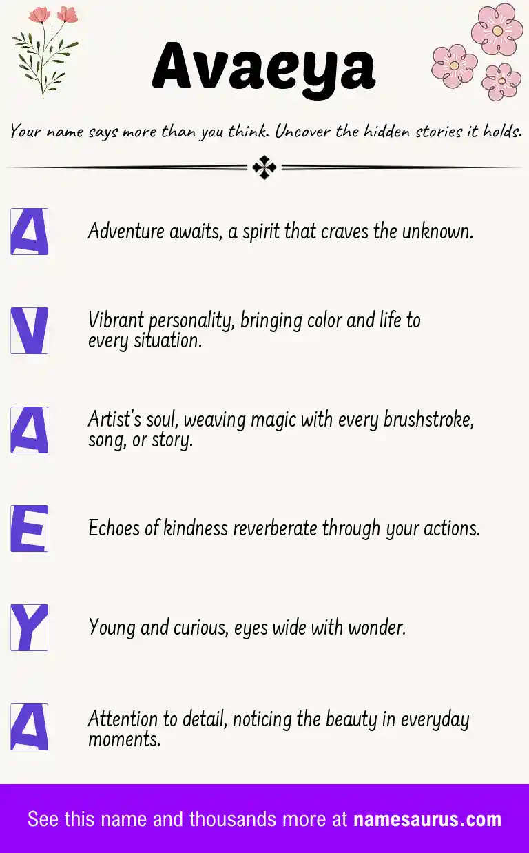 Acrostic poem about Avaeya.